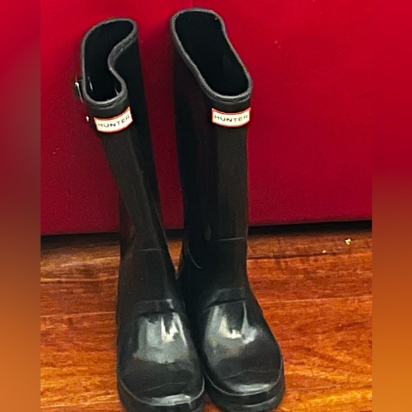 Hunter Tour Tall Patent Leather Black Women's Boots Sz 7 US EU 38 - Picture 6 of 12